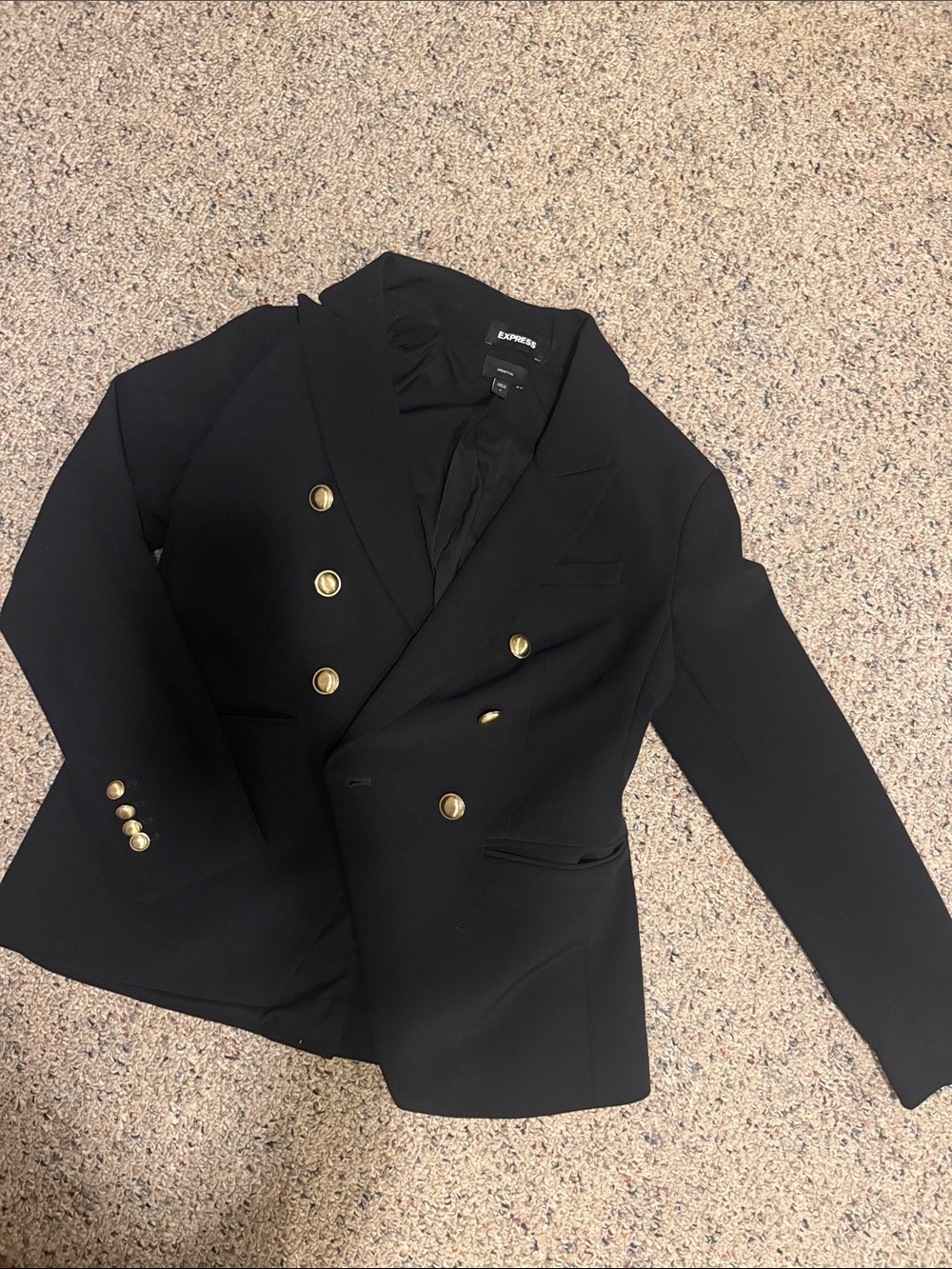 Express Womens Black  Blazer with Gold Buttons
